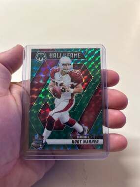 2025 Panini Mosaic Kurt Warner Green Mosaic Prizm Hall of Fame #300 Arizona Card